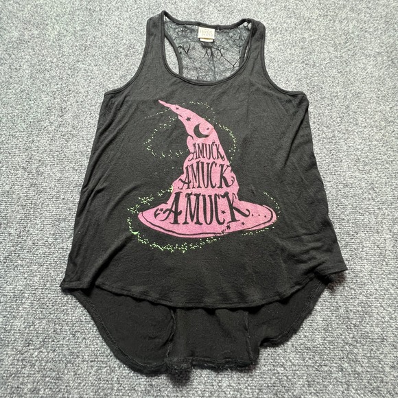 Disney Tops - Disney Hocus Pocus Amuck Tank Top Lace Spiderweb Back Small Black